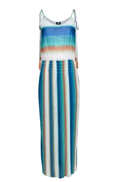 W by Worth - White, Teal, & Blue Smocked Waist Dress Sz 4