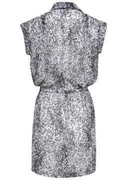 W by Worth - White w/ Black Spotted Print Button Front Dress Sz 4