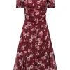 Walter Baker - Brick Red Floral Button Front Midi Dress w/ Ruffle Sz XS