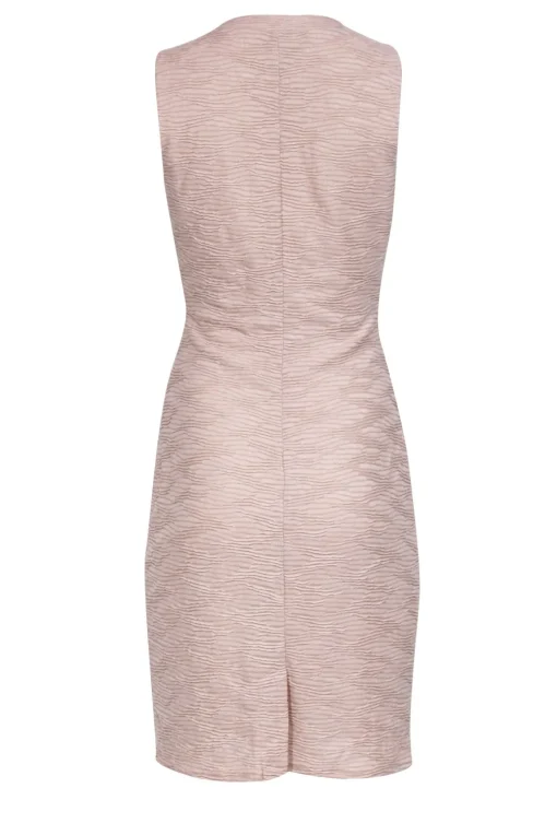 Walter Baker - Tan Textured Fitted Midi Dress w/ Front Cutout Sz M