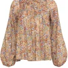 Warm - Orange & Mustard Floral Print Long Sleeve Blouse Sz 0