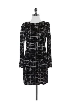Waverly Grey - Black & Grey Velvet Square Print Dress Sz 0