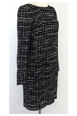 Waverly Grey - Black & Grey Velvet Square Print Dress Sz 0