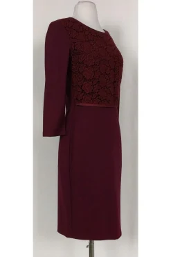 Weekend Max Mara - Burgundy Lace Bodice Dress Sz S