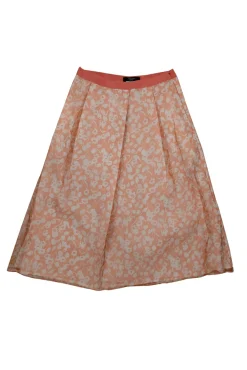 Weekend Max Mara - Salmon & White Floral Print Silk Skirt Sz 6