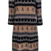 Weekend Max Mara - Tan & Black Shift Dress w/ Tassel Print Sz 10