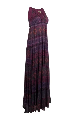 Weston - Purple, Pink, & Green Boho Print Maxi Dress Sz S