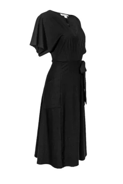 Whistles - Black Knit Midi Wrap Dress Sz 2