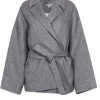 Whistles - Light Grey Open Front Belted Coat Sz M