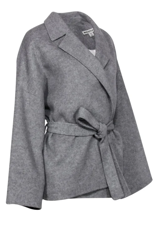 Whistles - Light Grey Open Front Belted Coat Sz M