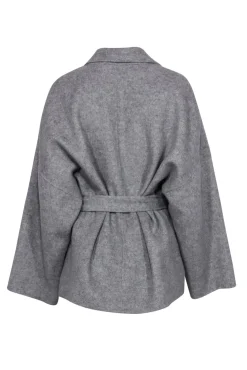 Whistles - Light Grey Open Front Belted Coat Sz M