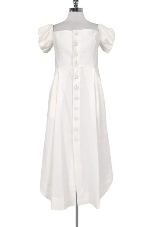 Whit - Off-the-Shoulder Linen Blend Dress Sz 10