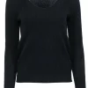 White & Warren - Black Cashmere Ribbed Sweater Sz S