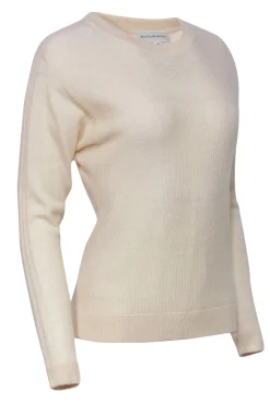 White & Warren - Cream Ribbed Cashmere Pullover Sweater Sz XS