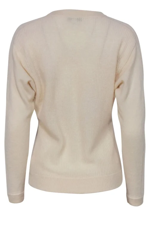 White & Warren - Cream Ribbed Cashmere Pullover Sweater Sz XS