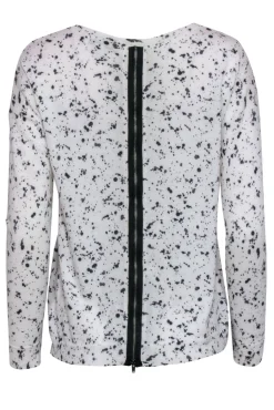 White & Warren - White & Black Paint Splatter Print Sweater Sz XS