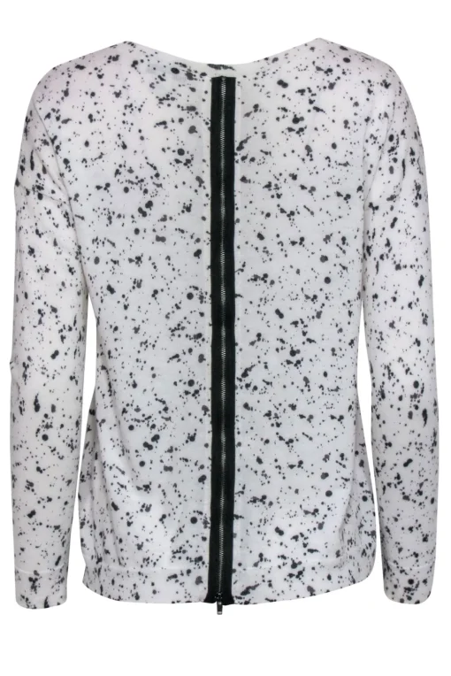 White & Warren - White & Black Paint Splatter Print Sweater Sz XS
