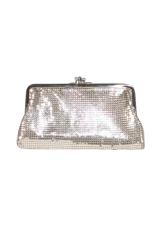 Whiting & Davis - Silver Chain Metal Metallic Mini Clutch Bag