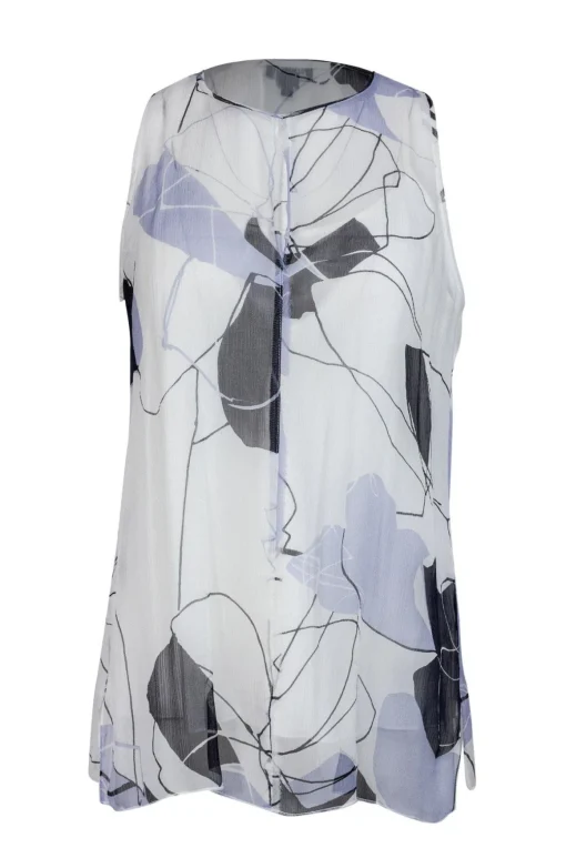 Worth New York - White Silk Blouse w/ Geometric Print Sz 6