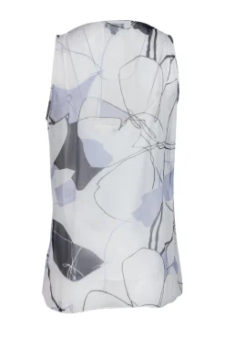 Worth New York - White Silk Blouse w/ Geometric Print Sz 6