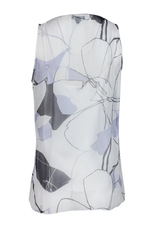 Worth New York - White Silk Blouse w/ Geometric Print Sz 6