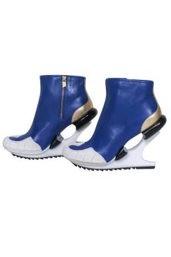 Y-3 Yohji Yamamoto - Blue Leather Abstract Bootie Sz 6.5