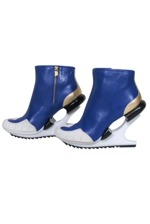 Y-3 Yohji Yamamoto - Blue Leather Abstract Bootie Sz 6.5