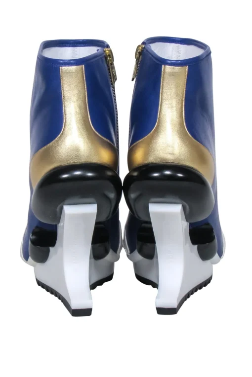 Y-3 Yohji Yamamoto - Blue Leather Abstract Bootie Sz 6.5