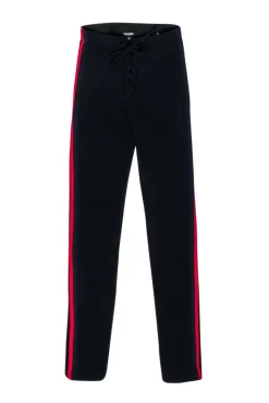 Yeezy Season 5 - Black Lace-Up Leggings w/ Red & Navy Stripes Sz XS