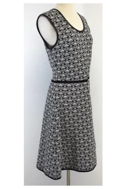 Yigal Azrouel - Black & White Print Fit & Flare Dress Sz L