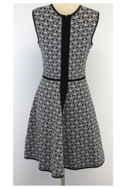 Yigal Azrouel - Black & White Print Fit & Flare Dress Sz L