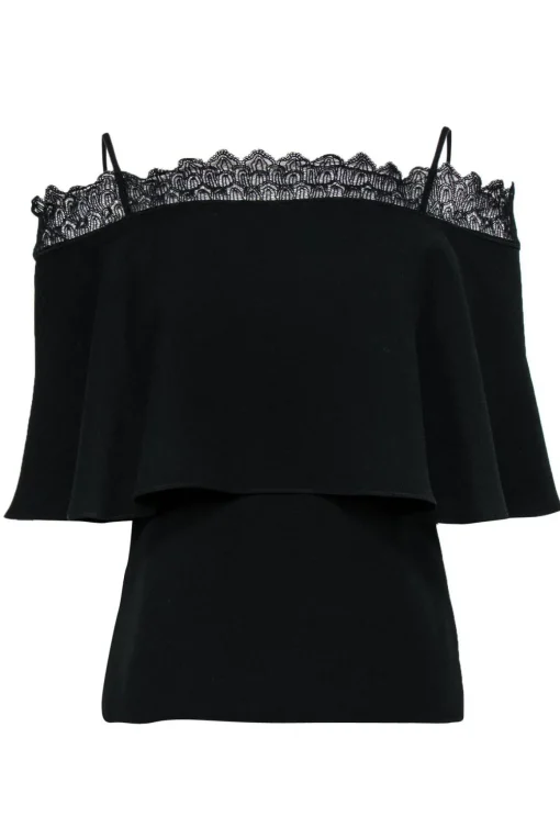 Yigal Azrouel - Black Off-the-Shoulder Blouse w/ Lace Sz 4