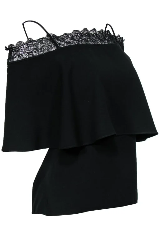 Yigal Azrouel - Black Off-the-Shoulder Blouse w/ Lace Sz 4