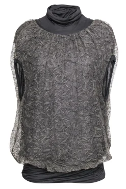 Yigal Azrouel - Olive Green & Gray Draped Lace Blouse Sz 6