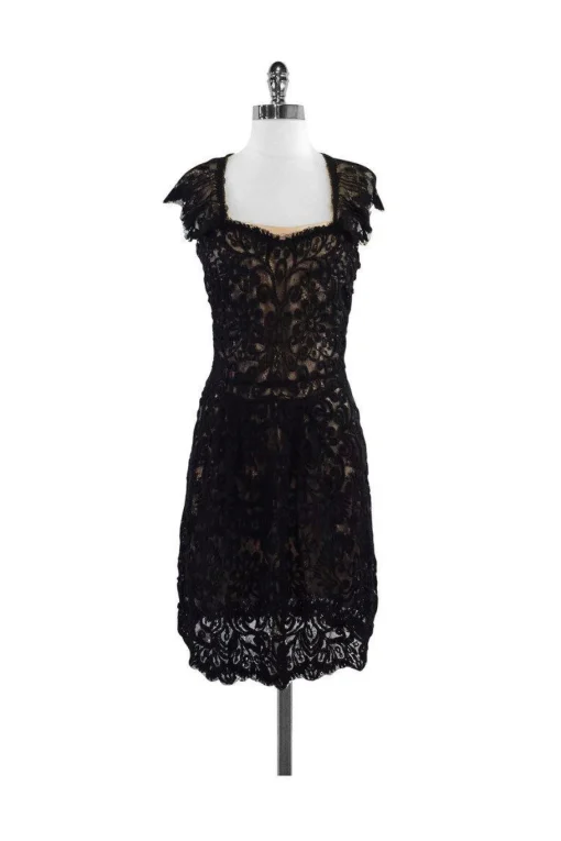 Yoana Baraschi - Black & Nude Lace Overlay Dress Sz 8