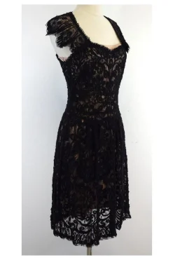 Yoana Baraschi - Black & Nude Lace Overlay Dress Sz 8