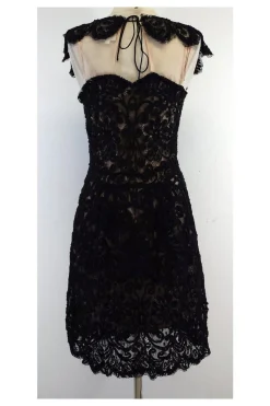 Yoana Baraschi - Black & Nude Lace Overlay Dress Sz 8