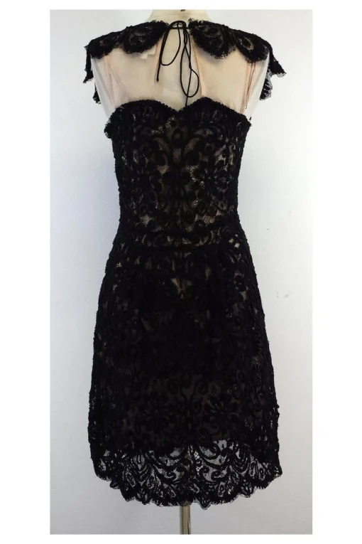 Yoana Baraschi - Black & Nude Lace Overlay Dress Sz 8