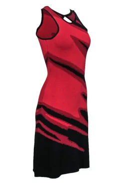 Yoana Baraschi - Black & Red Marbled Knit Bodycon Sz XS