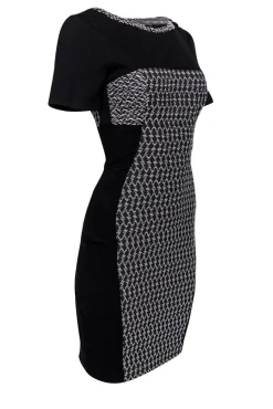 Yoana Baraschi - Black & White Textured Sheath Dress Sz 8
