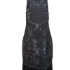 Yoana Baraschi - Black Beaded & Applique Fringe Hem Dress Sz 6
