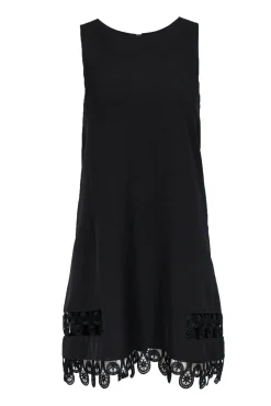 Yoana Baraschi - Black Sleeveless Midi Dress w/ Lace Trim Hem Sz XS