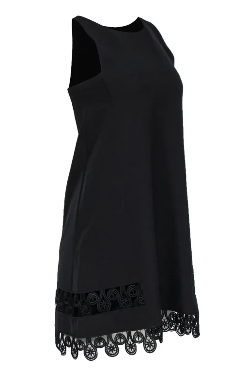 Yoana Baraschi - Black Sleeveless Midi Dress w/ Lace Trim Hem Sz XS