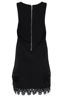 Yoana Baraschi - Black Sleeveless Midi Dress w/ Lace Trim Hem Sz XS