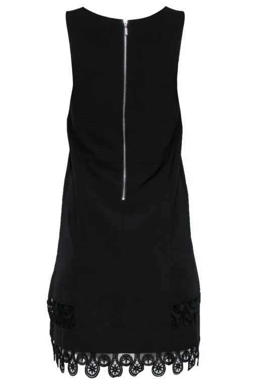 Yoana Baraschi - Black Sleeveless Midi Dress w/ Lace Trim Hem Sz XS