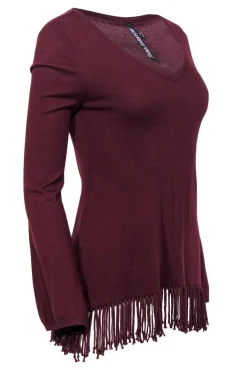 Yoana Baraschi - Oxblood V-Neck Sweater w/ Fringe Sz S