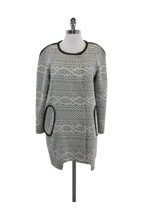 Yoana Baraschi - White & Black Knit Coat Sz 8
