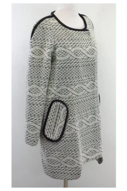 Yoana Baraschi - White & Black Knit Coat Sz 8