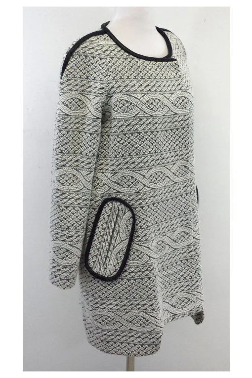 Yoana Baraschi - White & Black Knit Coat Sz 8