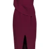 Yumi Kim - Deep Purple Draped Strapless Sheath Dress w/ Front Slit Sz M